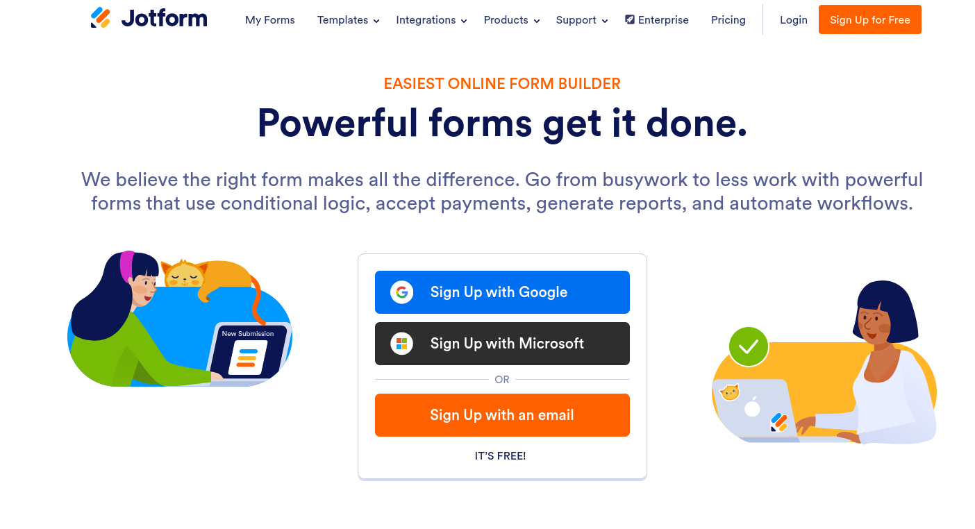 Jotform landing page